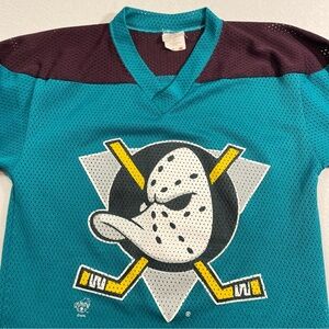 Vintage NHL Anaheim Mighty Ducks Kids Hockey Practice Jersey Size Medium